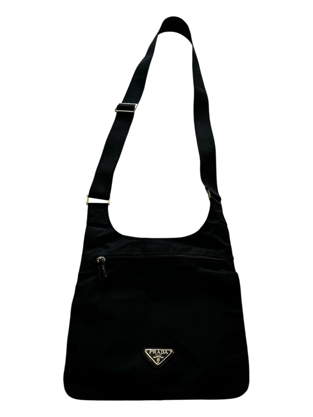 Crossbody Prada ish bag dark black pockets